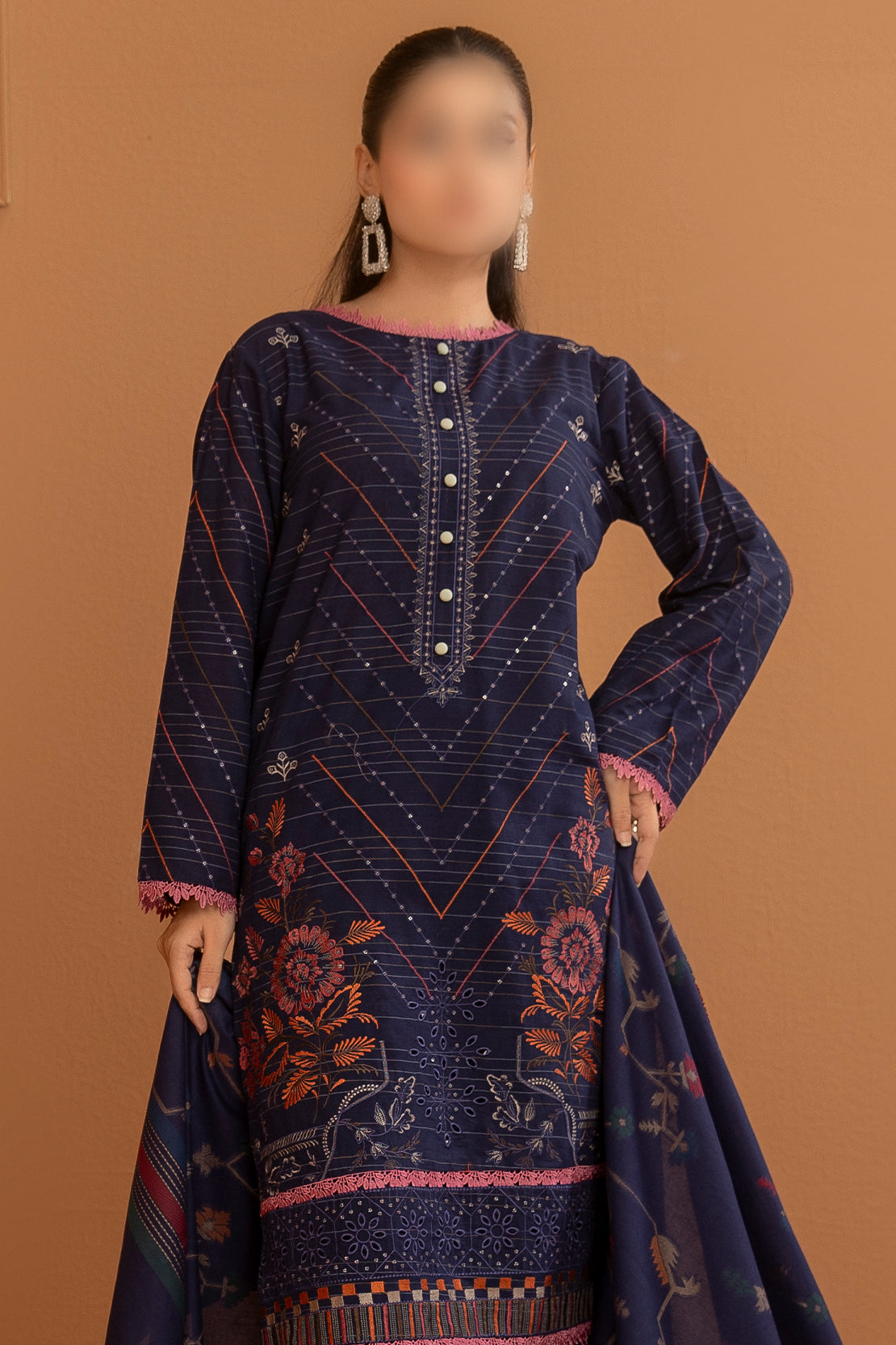 3 Piece - Embroidered Khaddar - Tehzeeb 103