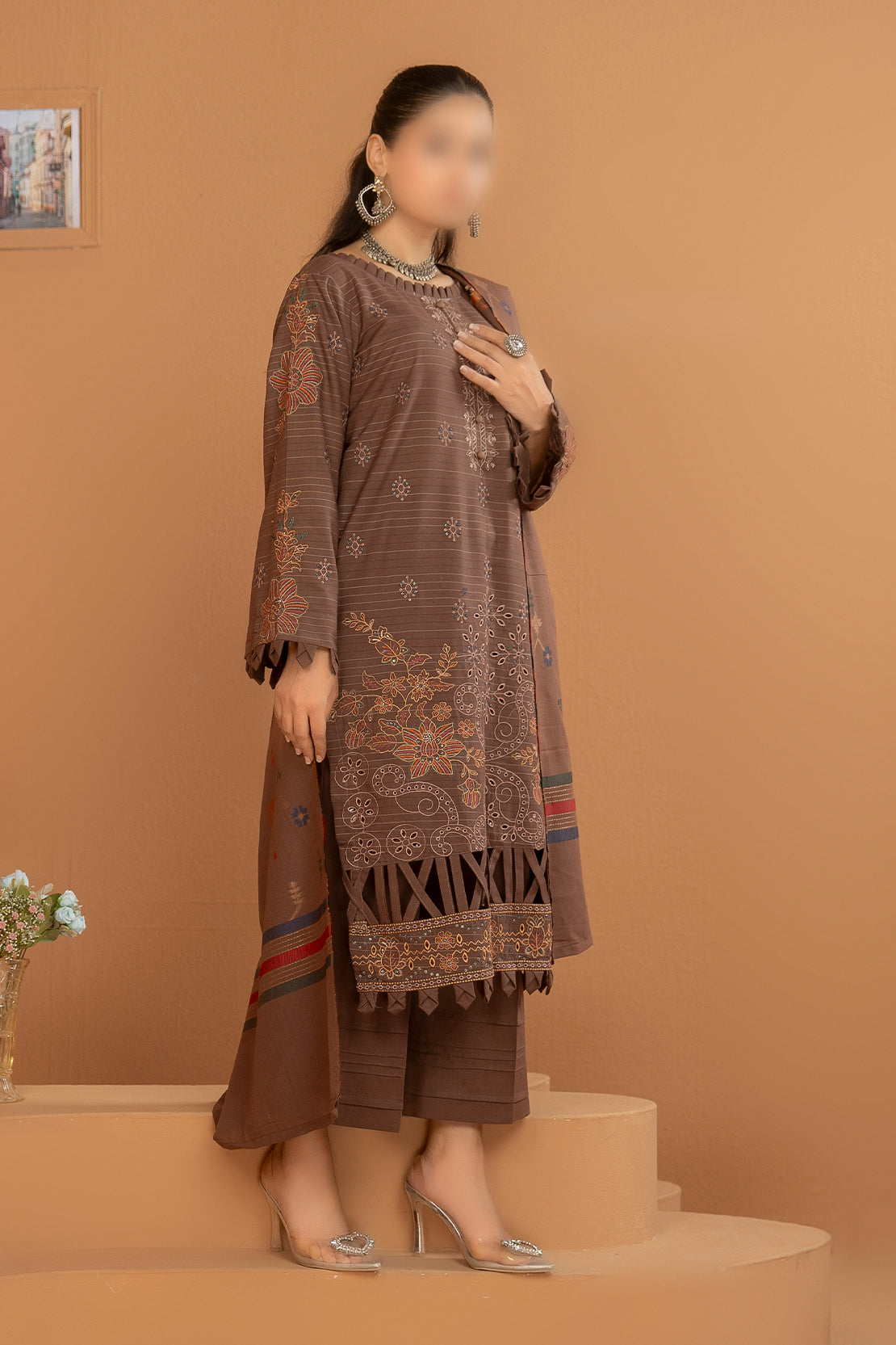 3 Piece - Embroidered Khaddar - Tehzeeb 106