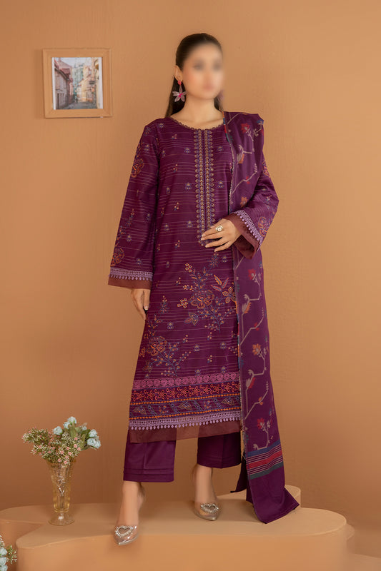 3 Piece - Embroidered Khaddar - Tehzeeb 107