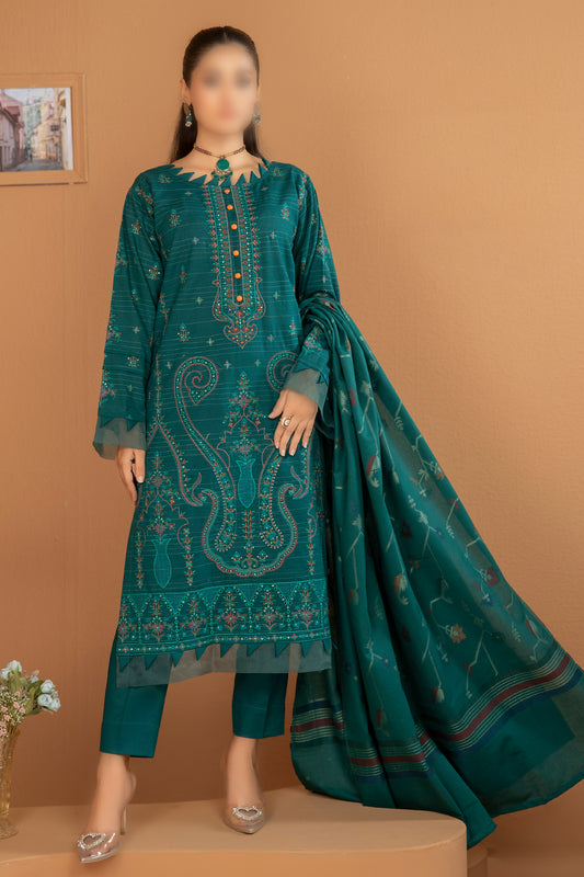 3 Piece - Embroidered Khaddar - Tehzeeb 108