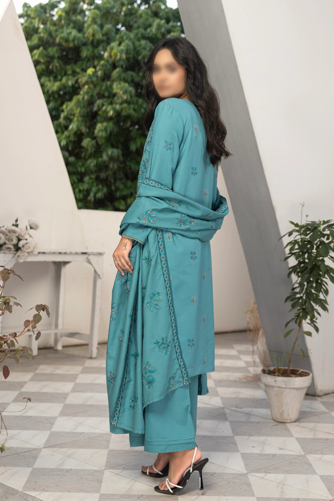 3 Piece - Embroidered Karandi - Virsa 206