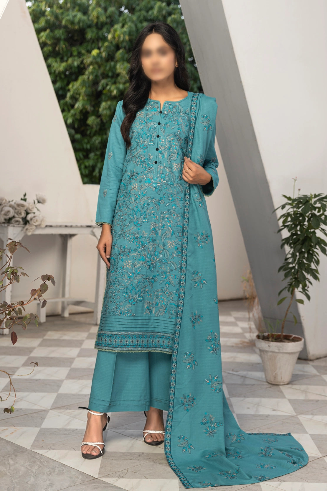 3 Piece - Embroidered Karandi - Virsa 206