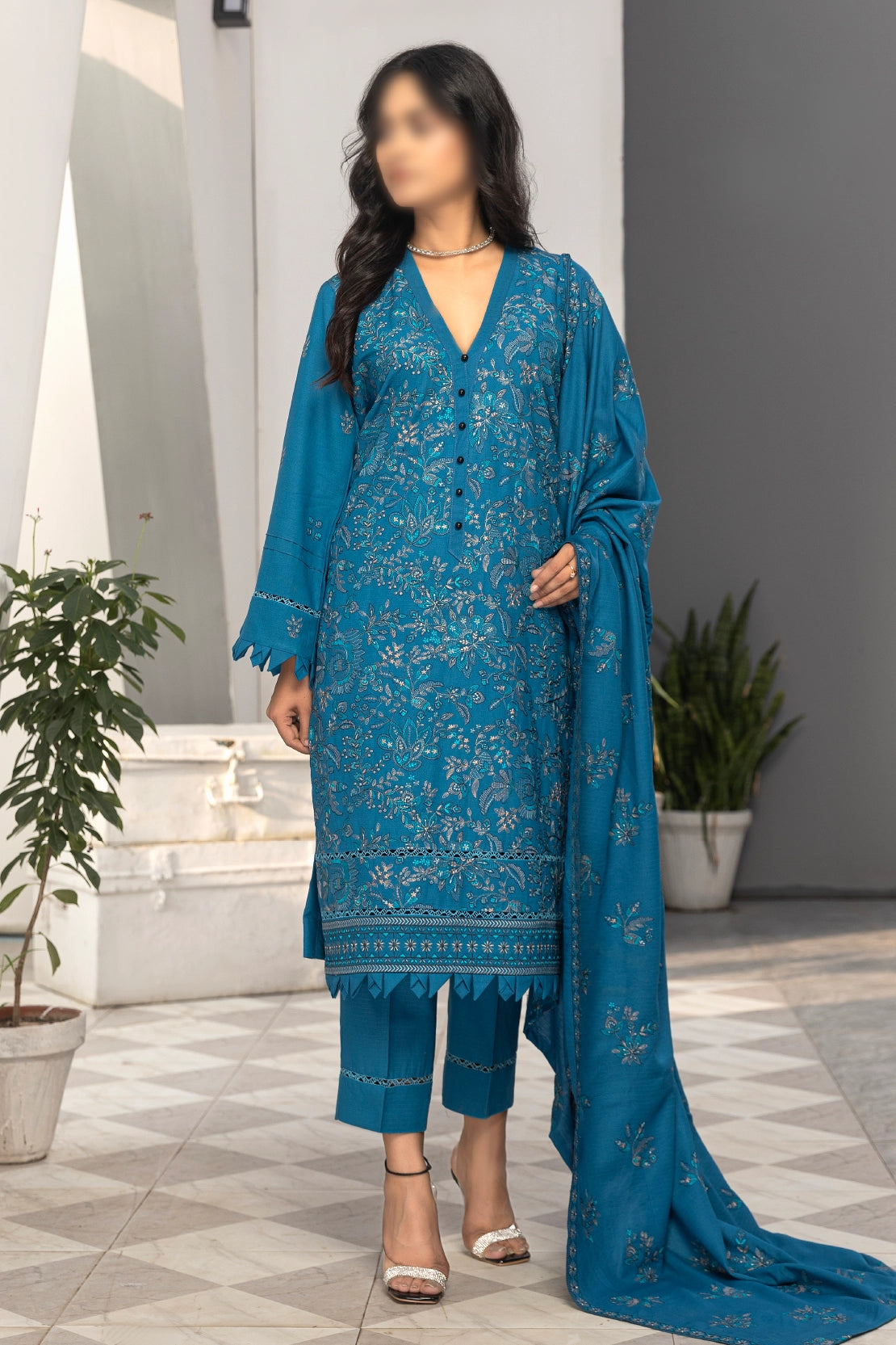 3 Piece - Embroidered Karandi - Virsa 204