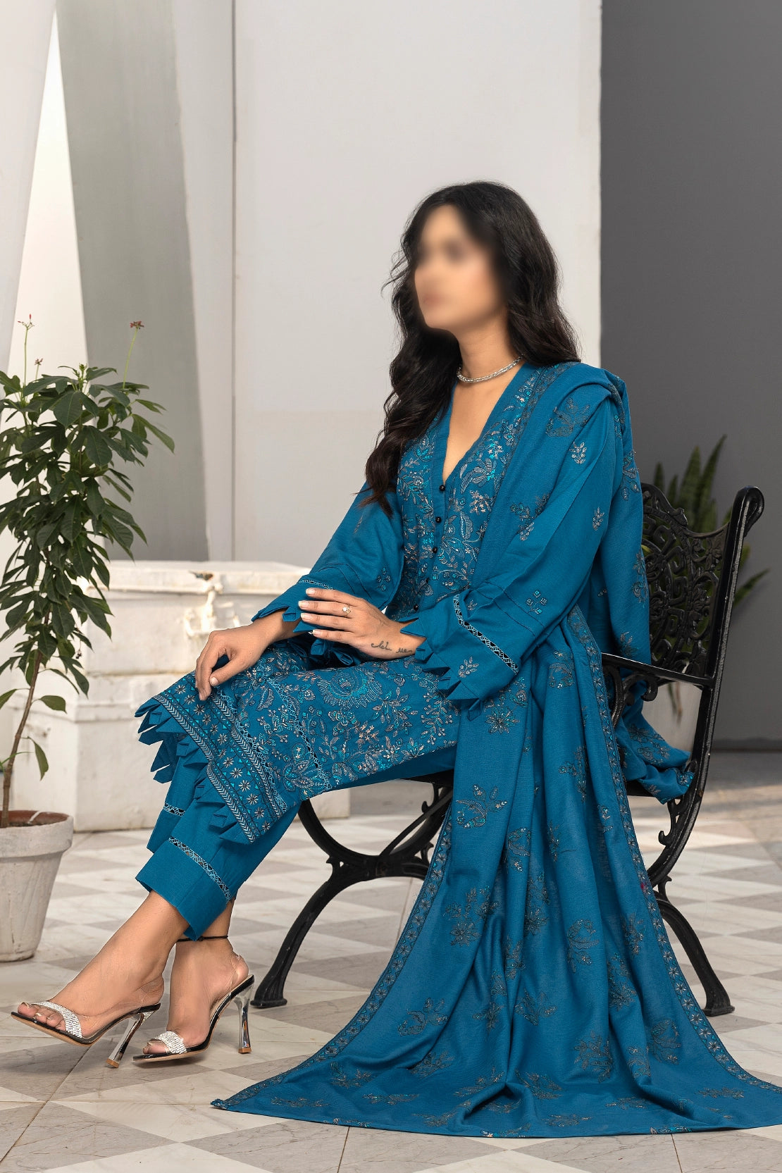 3 Piece - Embroidered Karandi - Virsa 204