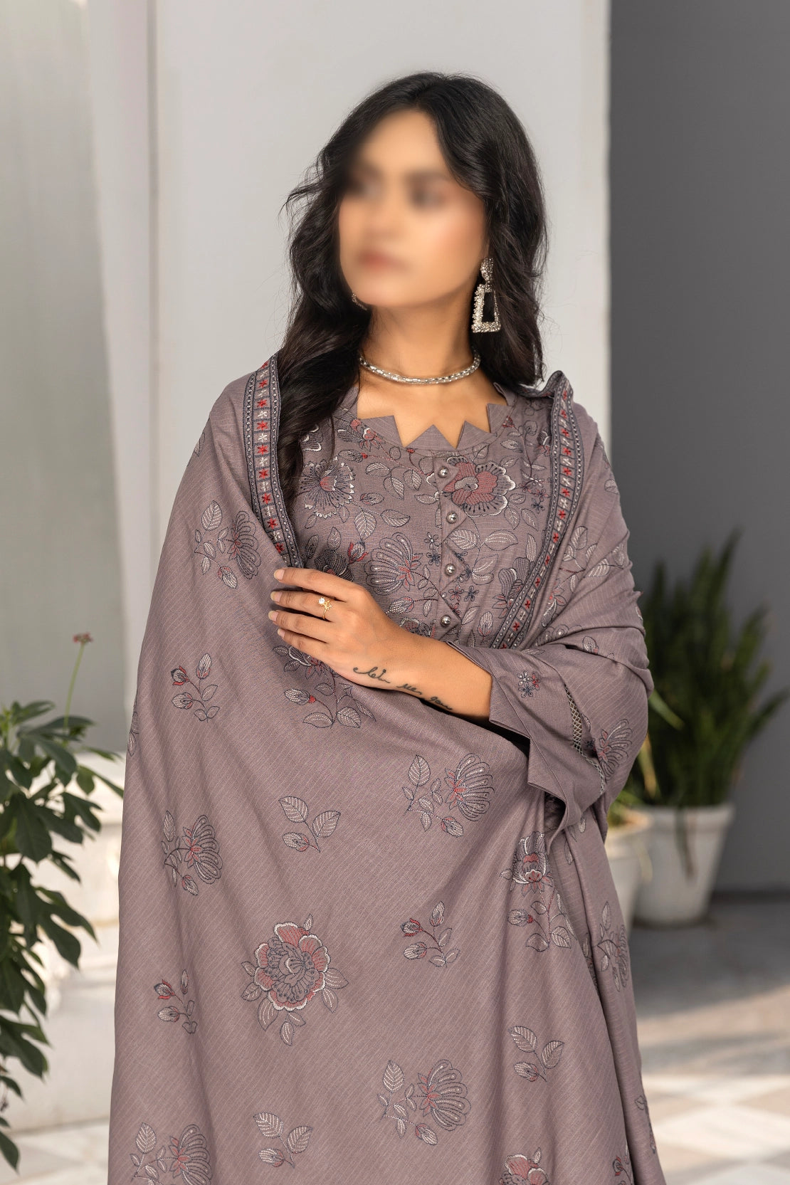 3 Piece - Embroidered Karandi - Virsa 203