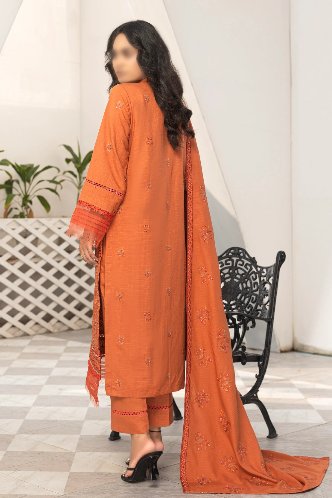 3 Piece - Embroidered Karandi - Virsa 201