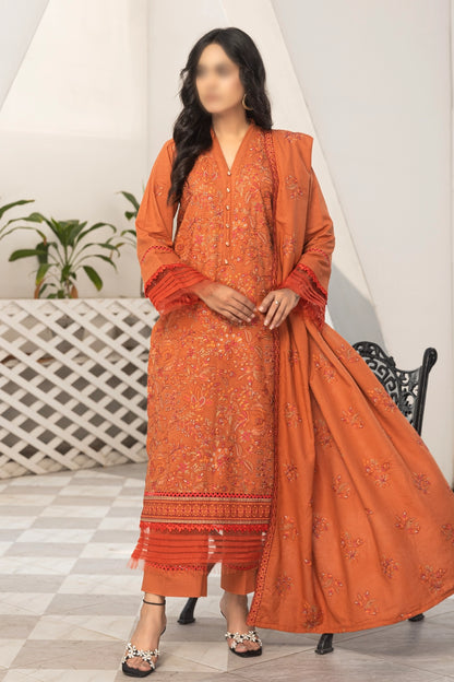 3 Piece - Embroidered Karandi - Virsa 201