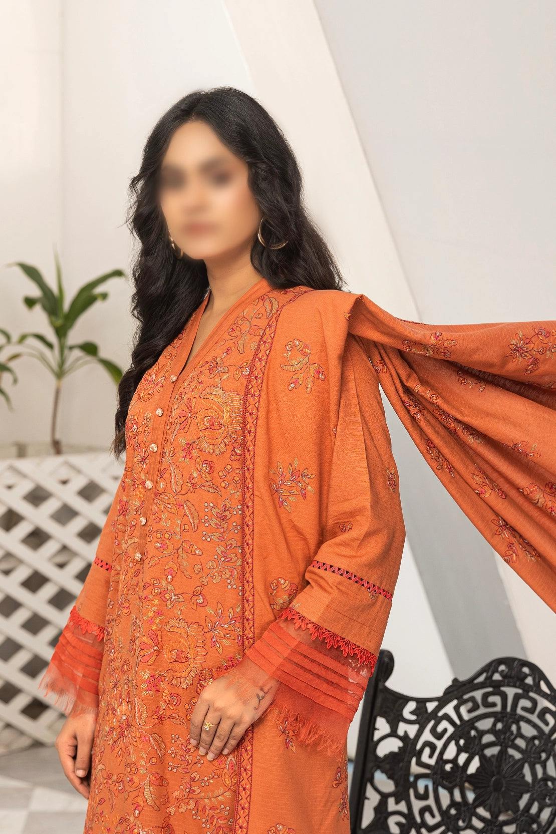 3 Piece - Embroidered Karandi - Virsa 201