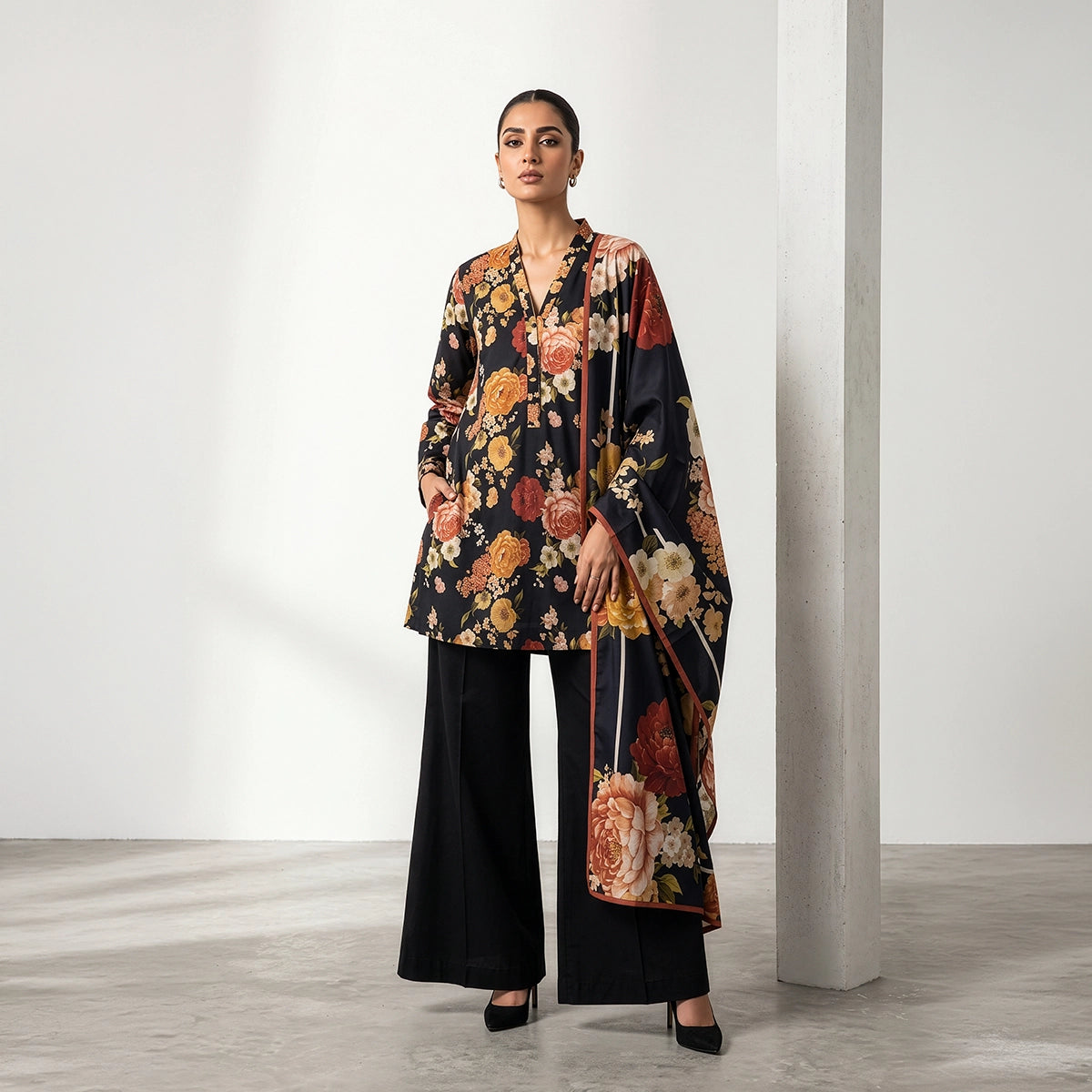 3 Piece - Black Dhanak - D107
