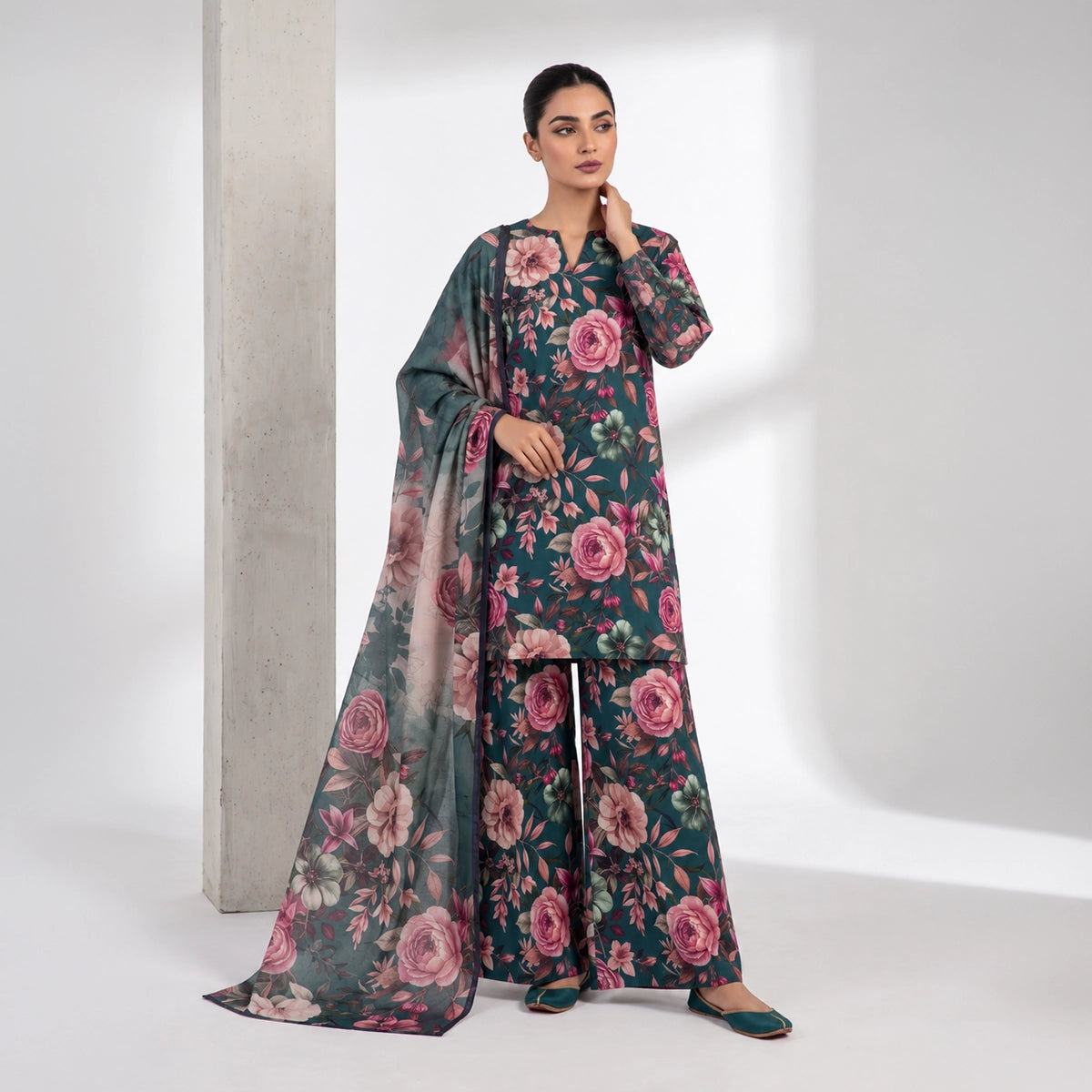 3 Piece - Dark Teal Viscose - D105
