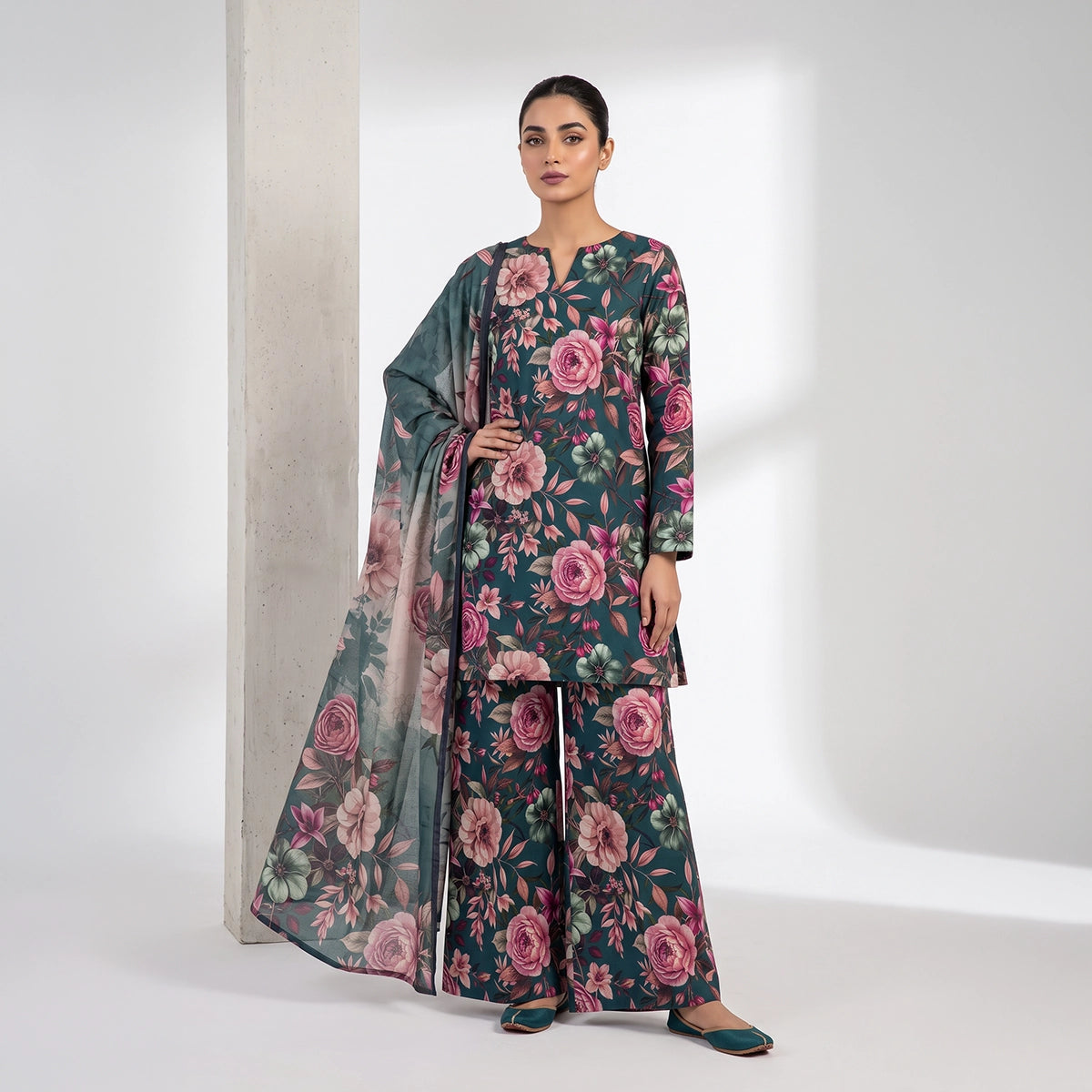 3 Piece - Dark Teal Viscose - D105