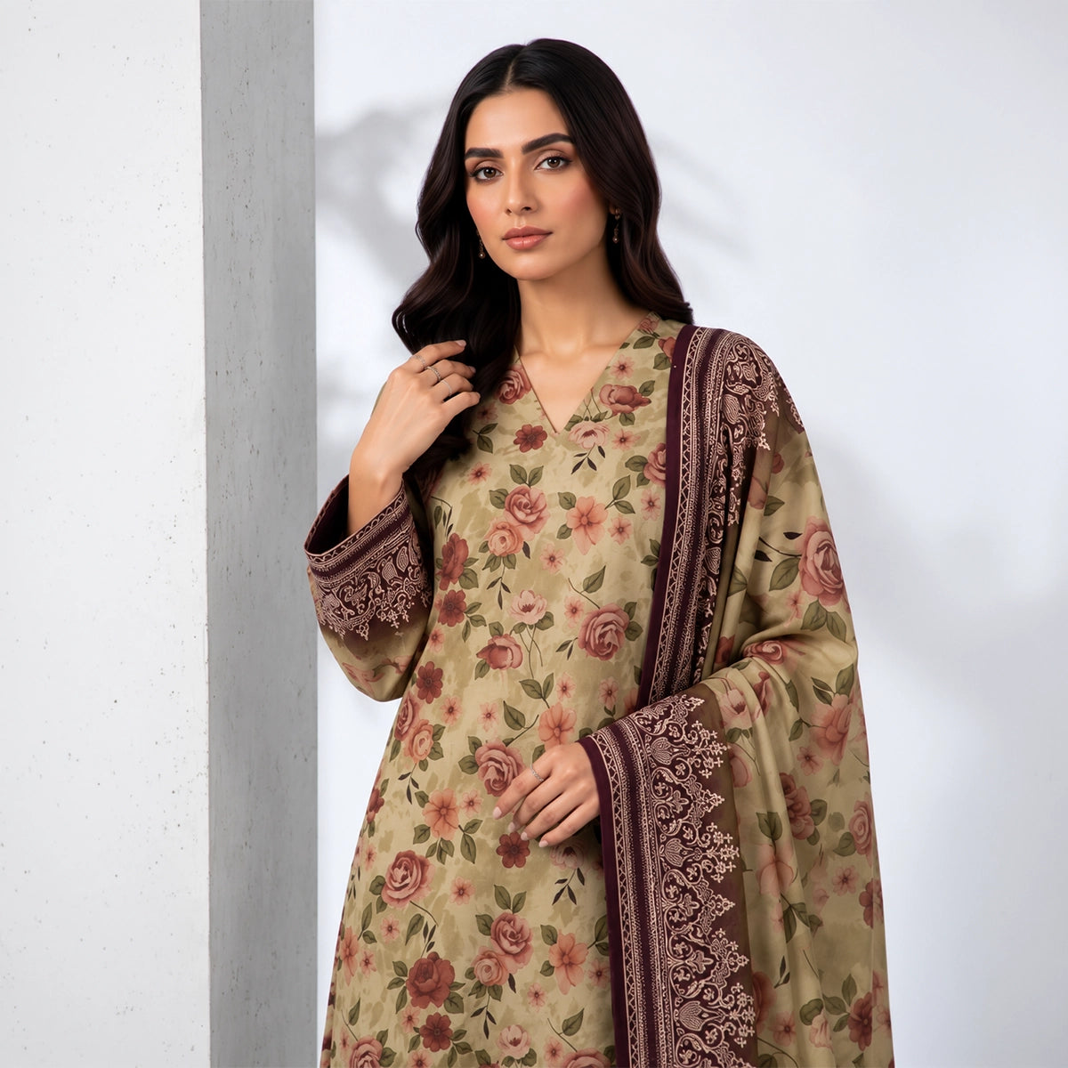 3 Piece - Olive Linen Slub - D109