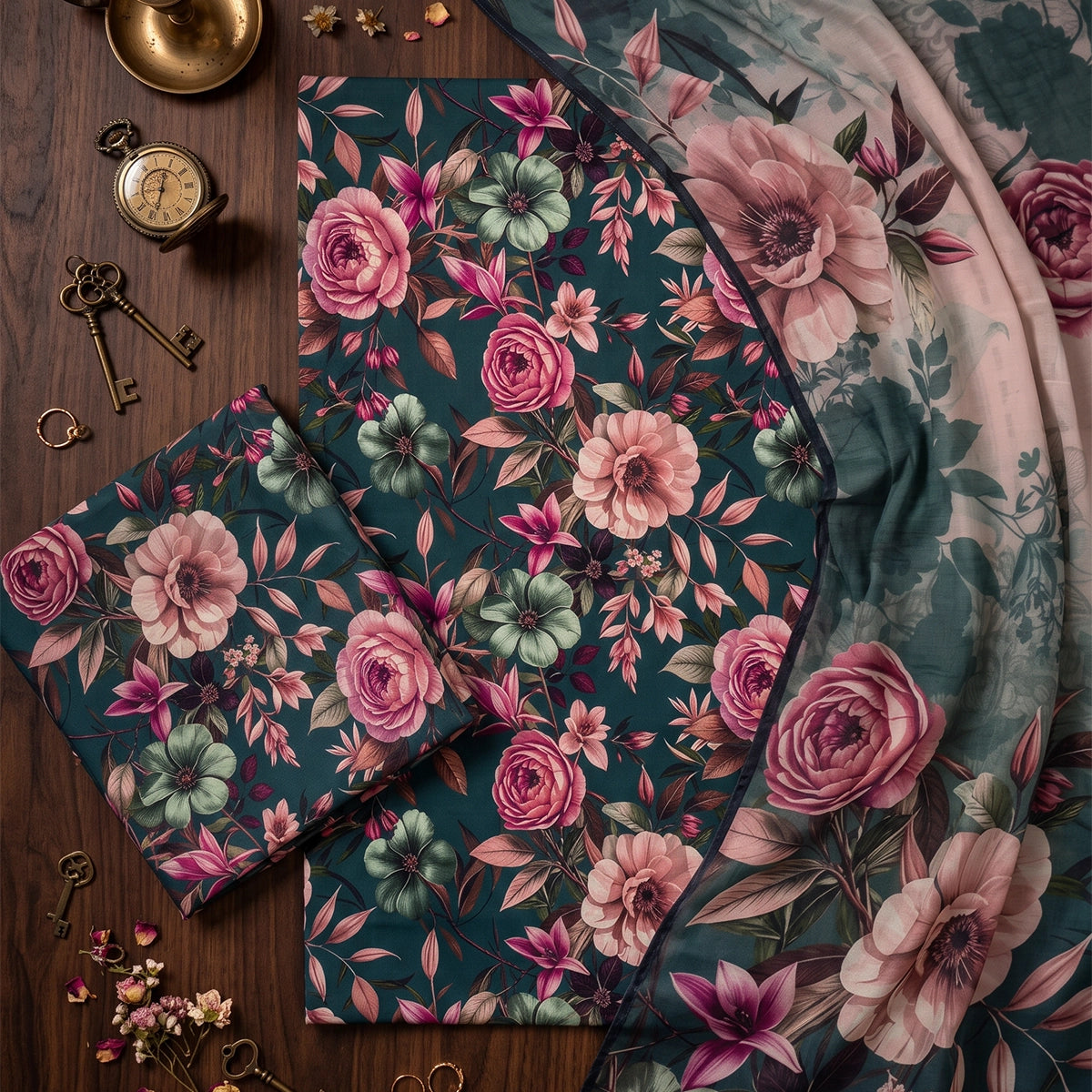 3 Piece - Dark Teal Viscose - D105