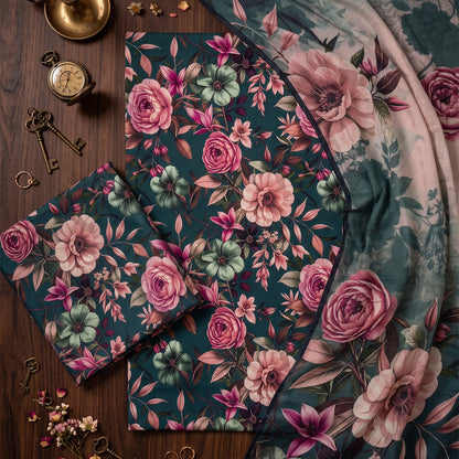 3 Piece - Dark Teal Viscose - D105