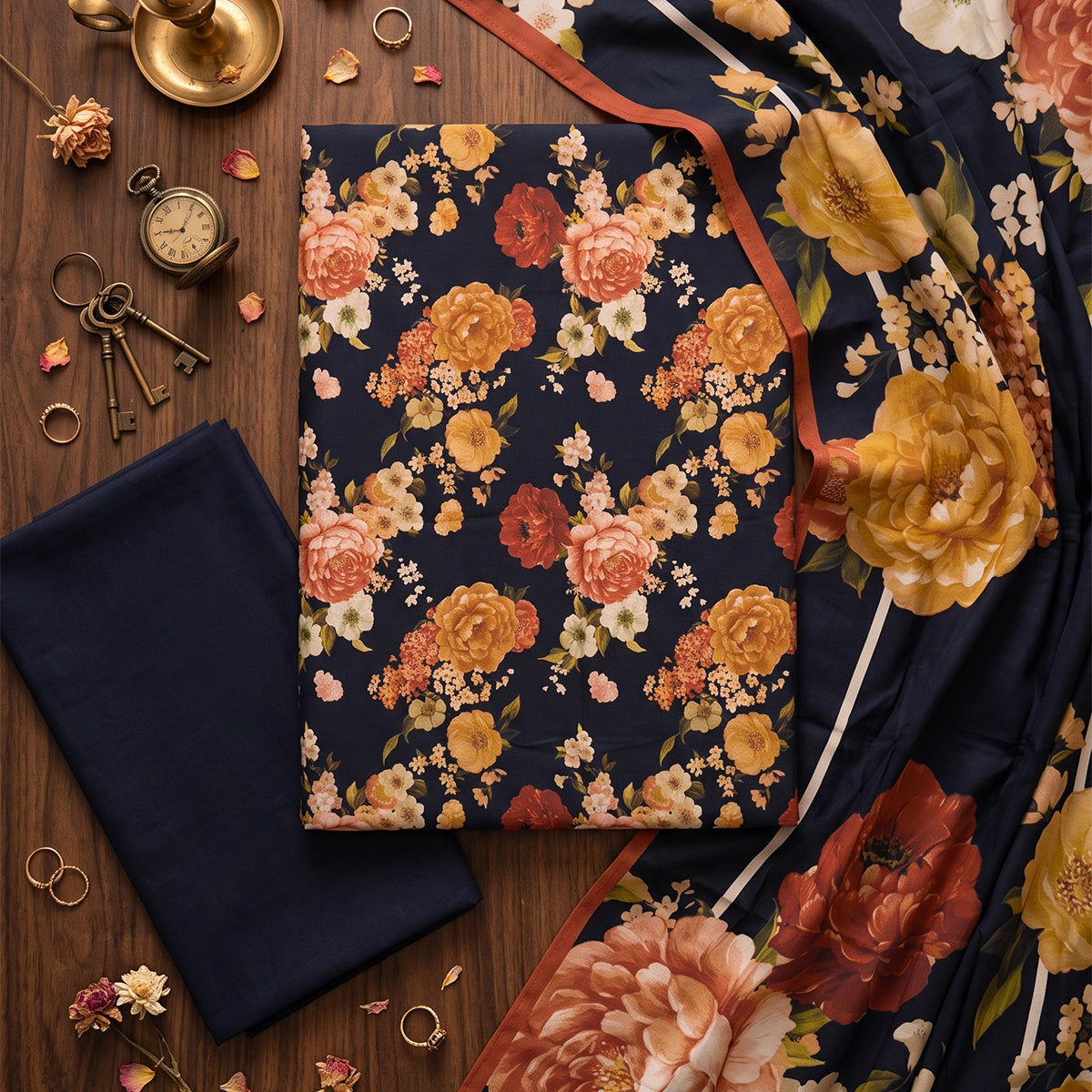 3 Piece - Black Dhanak - D107