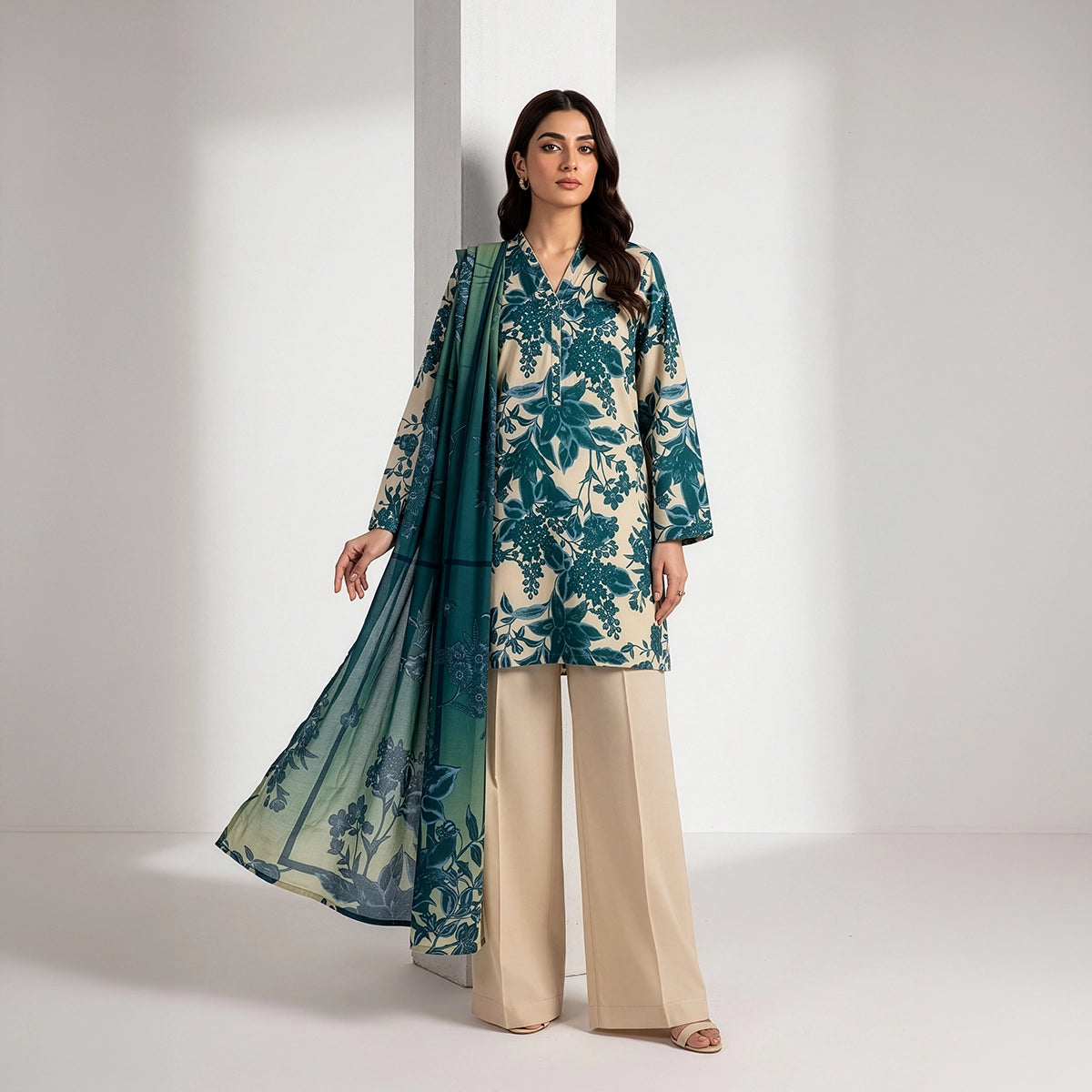 3 Piece - Teal Viscose - D106