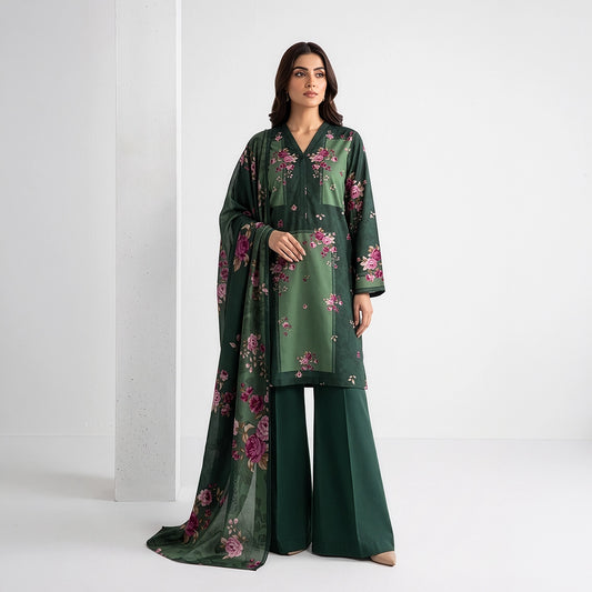 3 Piece - Bottle Green Viscose - D103