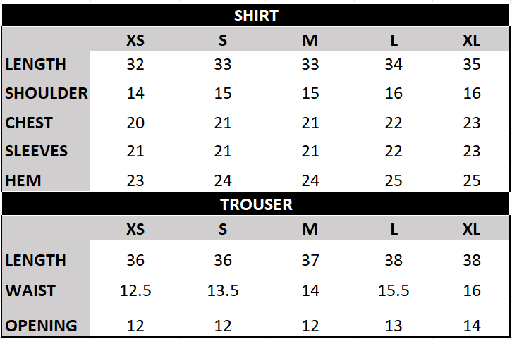 Size chart